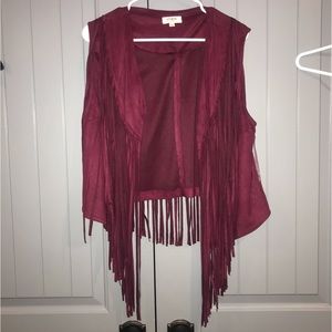 Umgee Velvet vibe fringe Vest Large